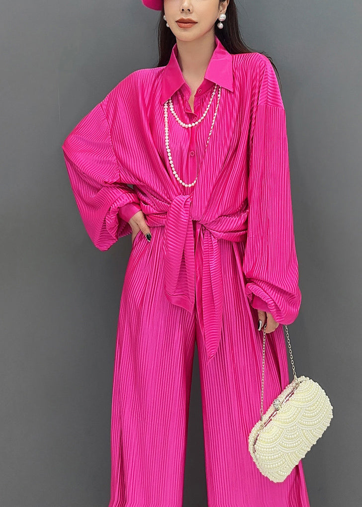 Rose Oversized Wrinkled Draping Two Piece Set Clothing Fall