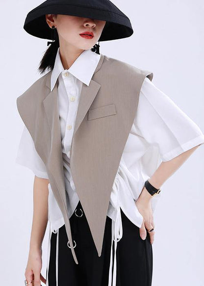 Khaki Clothes With Magic Weapon Suit Collar Vest