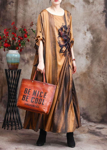Boutique Print Cinched Silk Asymmetrical Design Dress Summer