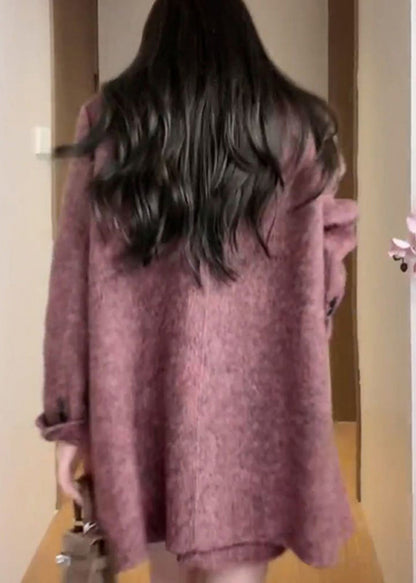 Purple Coat and Dress Woolen 2 Piece Outfit Winter