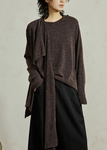 Coffee O-neck Cozy Cotton Top Fall
