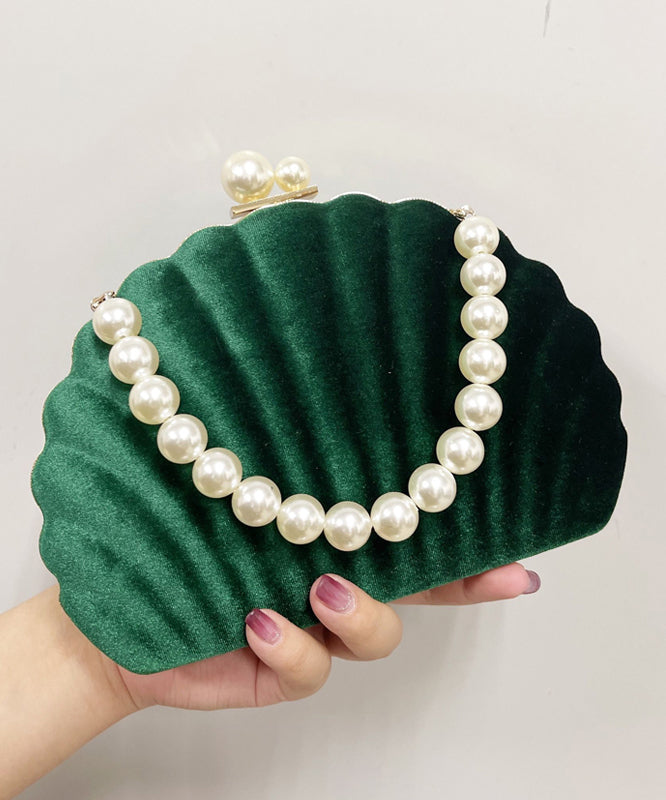 Black Velour Pearl Evening Bag