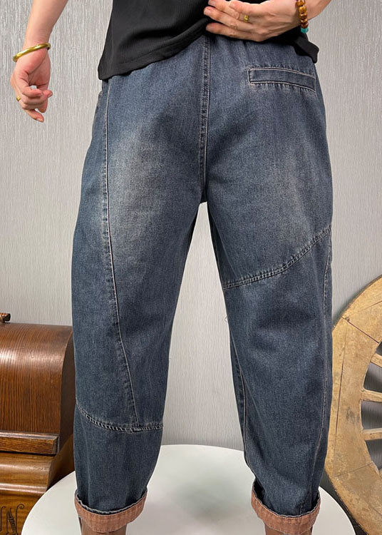 Diy Blue High Waist Patchwork Denim Pants Spring