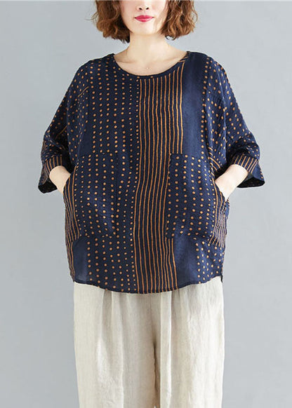 Simple Navy O-neck Patchwork Applique Print Cotton Tank Tops Summer