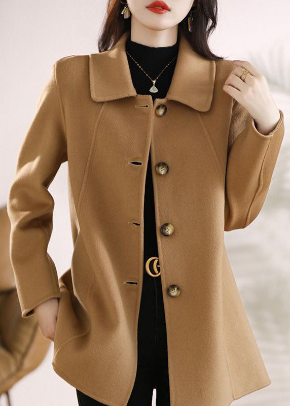 Purple Peter Pan Collar Button Woolen Coats Fall