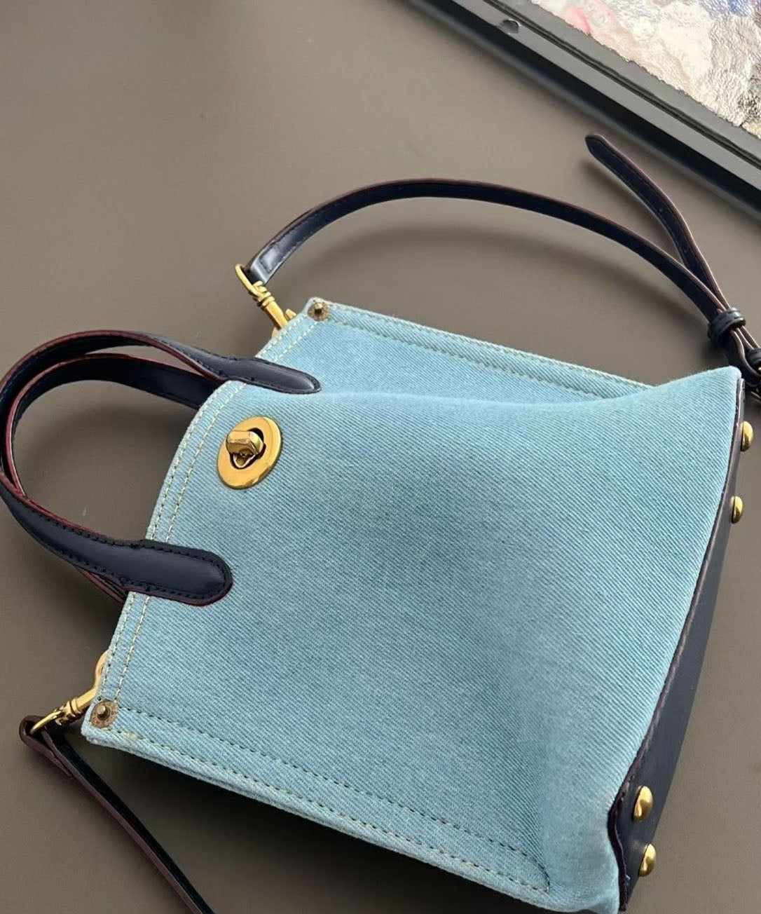 Blue Large Capacity Durable Denim Tote Handbag