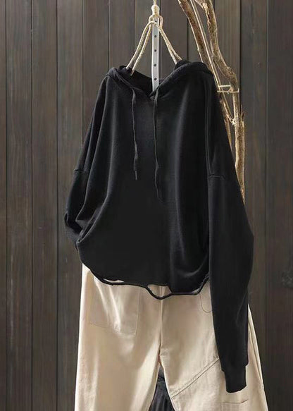 Light Khaki Pockets Cotton Hooded Sweatshirts Top Fall