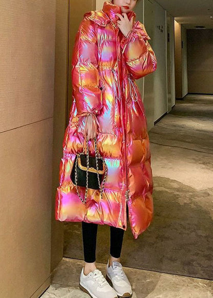 Boutique Pink Hooded Drawstring Lengthen Fine Cotton Filled Witner Coats