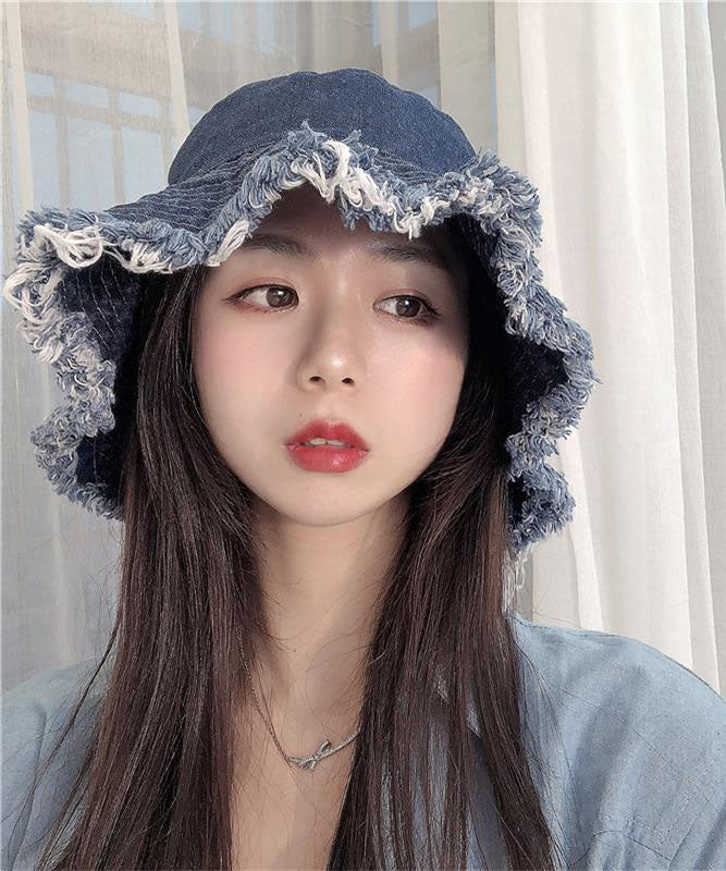 Blue Tassel Denim Holiday Bucket Hat