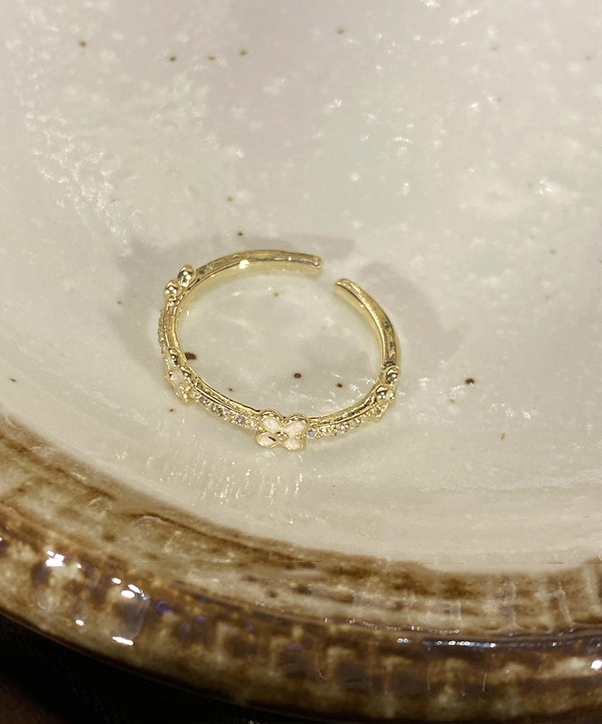 Gold Alloy Zircon Pearl Star Rings Three Piece Set