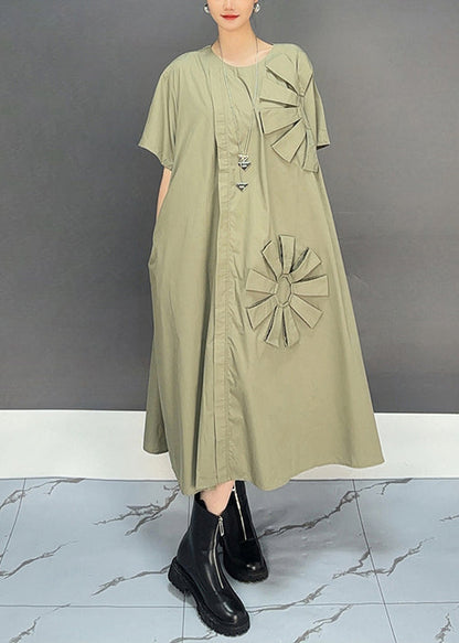 Khaki Oversized Cotton Long Dresses Summer