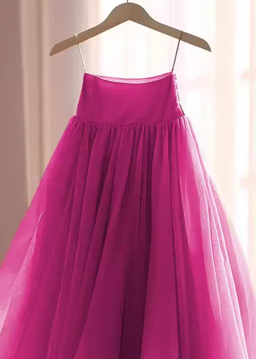 Rose High Waist Chiffon Skirts Fall