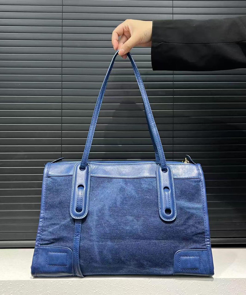 Blue Sequins Patchwork Denim Shoulder Bags