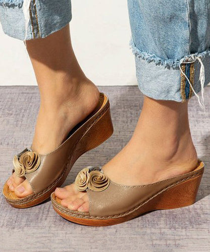 Blue Splicing Wedge Slide Sandals