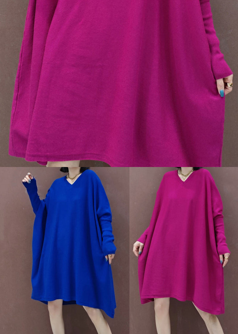 Rose V Neck Knit Dress Spring