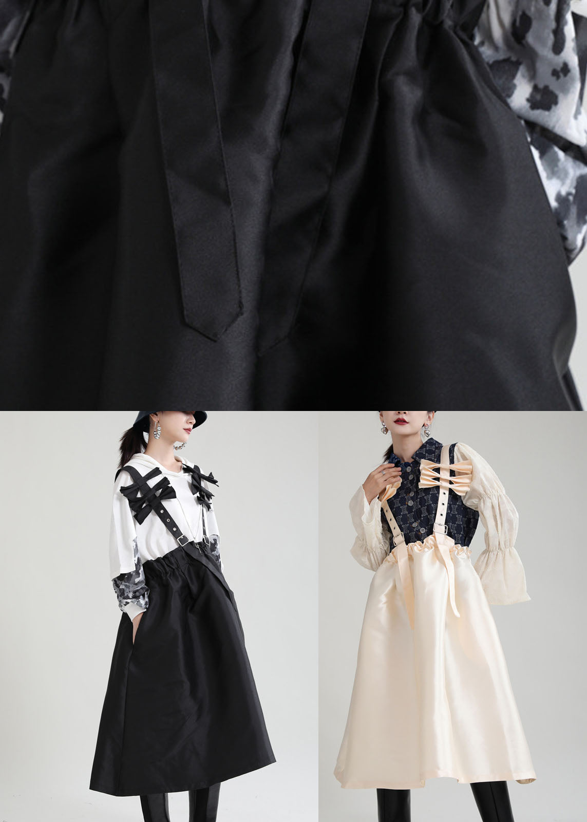 Champagne Patchwork Pockets Dresses Spring