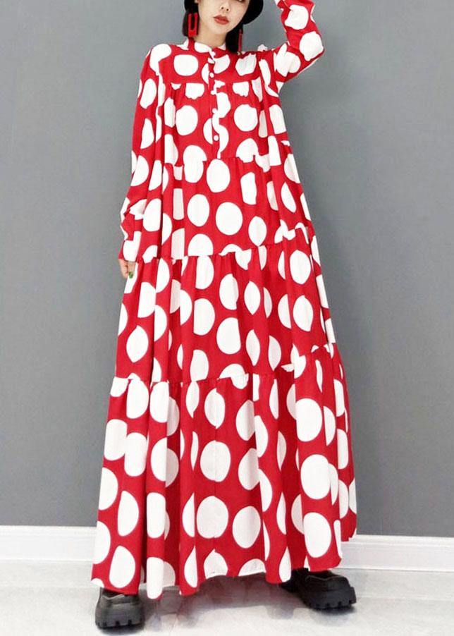 Red Dot Patchwork Dress Fall Long Sleeve