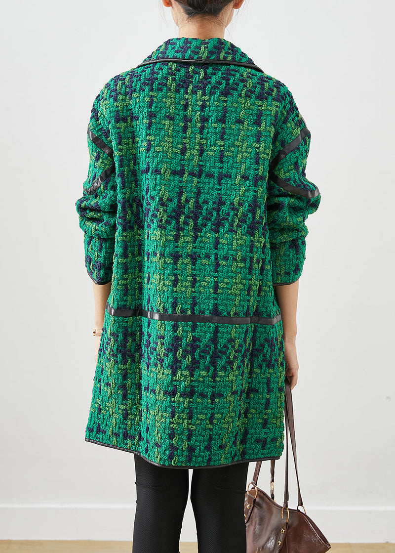 Green Oversized Patchwork Cotton Coat Outwear Fall
