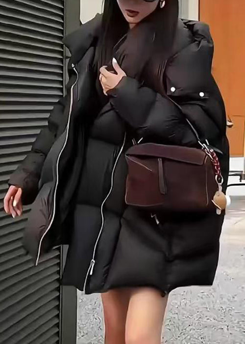 Black Pockets Duck Down Winter Coats Hooded