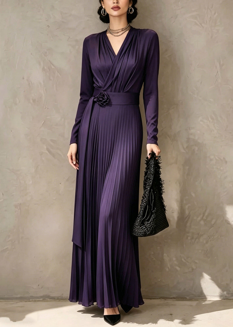 Organic Purple V Neck Tunic Maxi Dress Fall