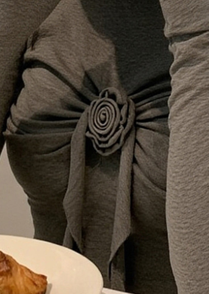 Slim Fit Grey Turtleneck Cotton T Shirts Winter