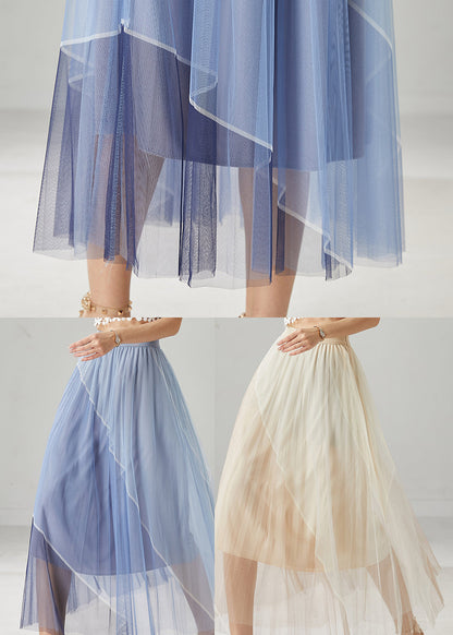 Apricot High Waist Patchwork Tulle Skirts Summer