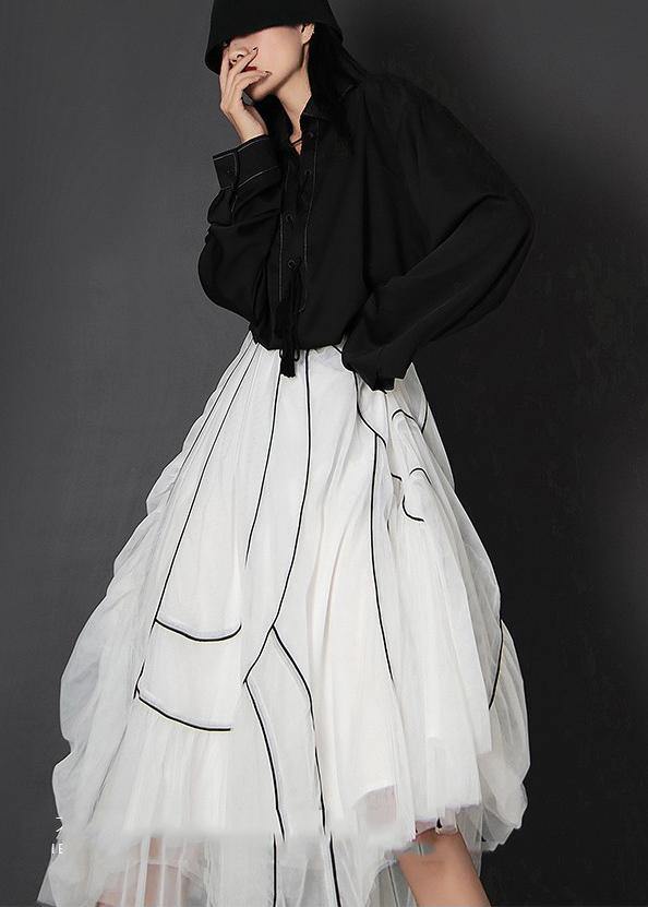 White High Waist Cinched Summer Skirts