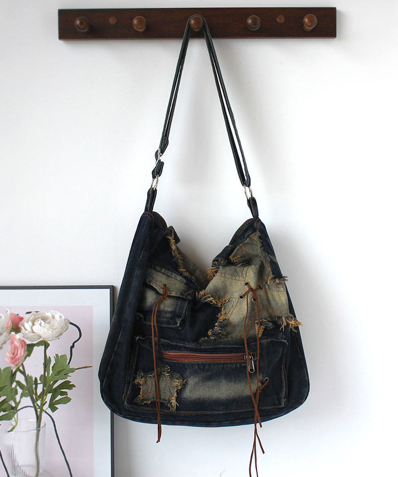 Tassel Large Capacity Denim Satchel Bag Handbag