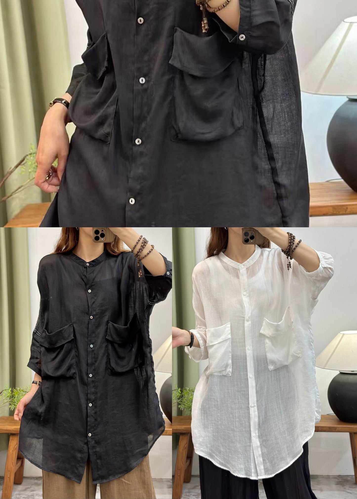 White Oversized Cotton Upf 50+ Long Tops Summer