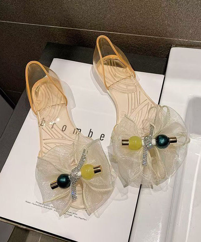 Black Bow Splicing Clear Sandals Peep Toe