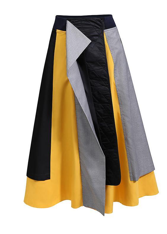 Multicolor Patchwork A-line Long Skirt