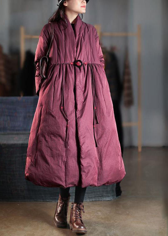 Mulberry V Neck Embroideried Pockets Duck Down Witner Coats