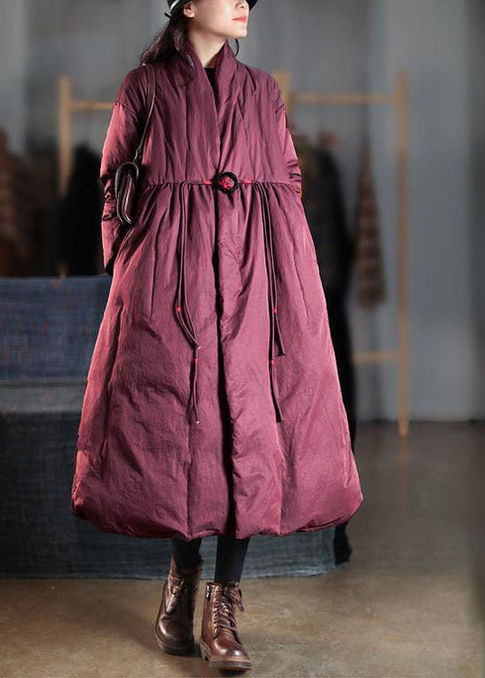 Mulberry V Neck Embroideried Pockets Duck Down Witner Coats