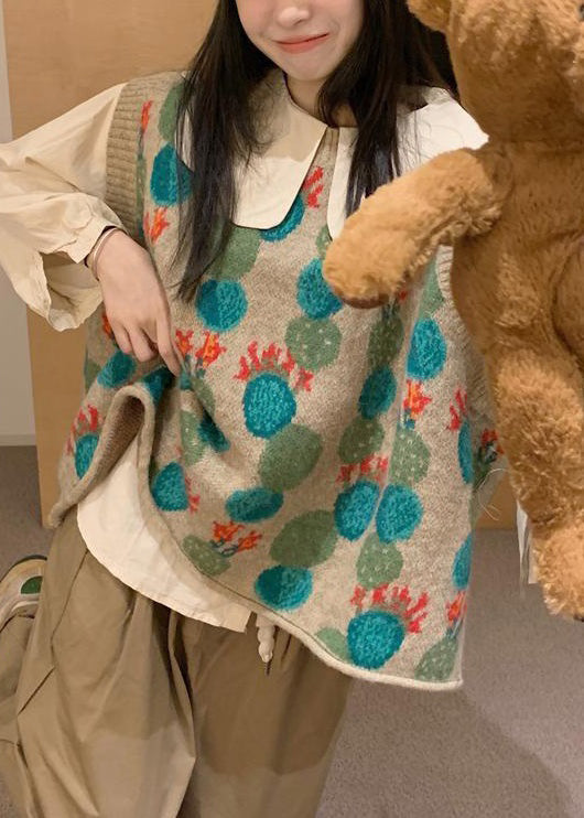 New Light Camel Embroideried Cozy Cotton Knit Two Piece Set Spring