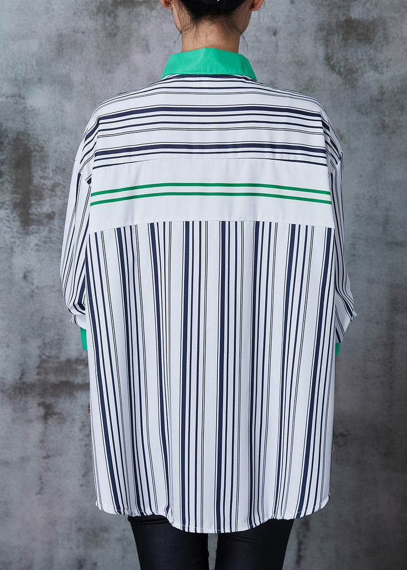 Diy Black Striped Patchwork Cotton Shirt Tops Summer
