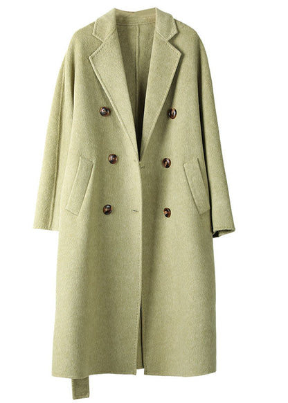Green Peter Pan Collar Sashes Woolen Coat Fall