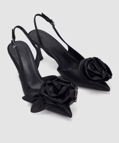 Stylish Black Splicing High Heel Sandals Pointed Toe