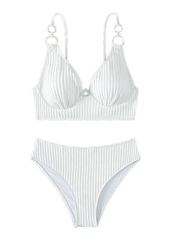 White Backless Beach Swimwear Set