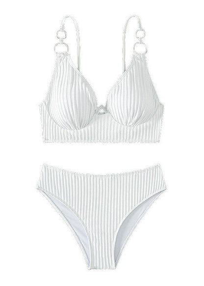 White Backless Beach Swimwear Set