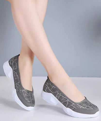 Comfortable Grey Cotton Fabric Flats Splicing Flat Shoes for