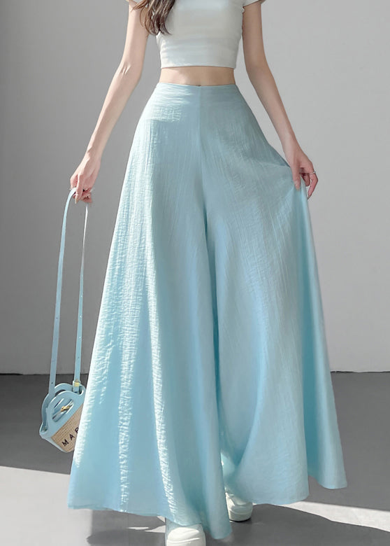Original Blue High Waist Cotton Wide Leg Pants Summer