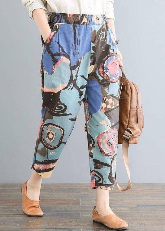 Elastic Waist Printed Harem Pants Loose Trousers