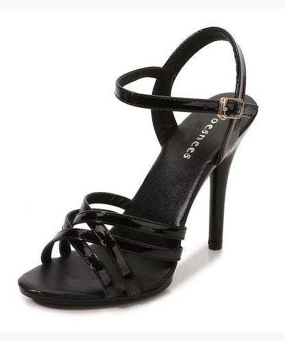 Stiletto Sandals Pink Hollow Out Faux Leather Sandals