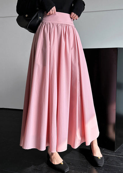Pink Zippered High Waist Cotton Skirts Spring