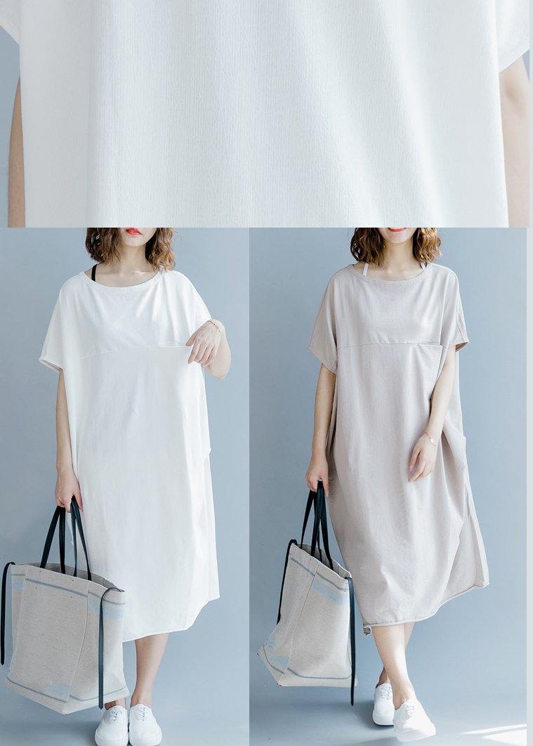 White O-neck Cotton Summer Maxi Dresses