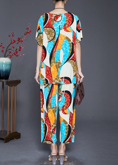 Oversized Print Cotton Two Pieces Set Summer