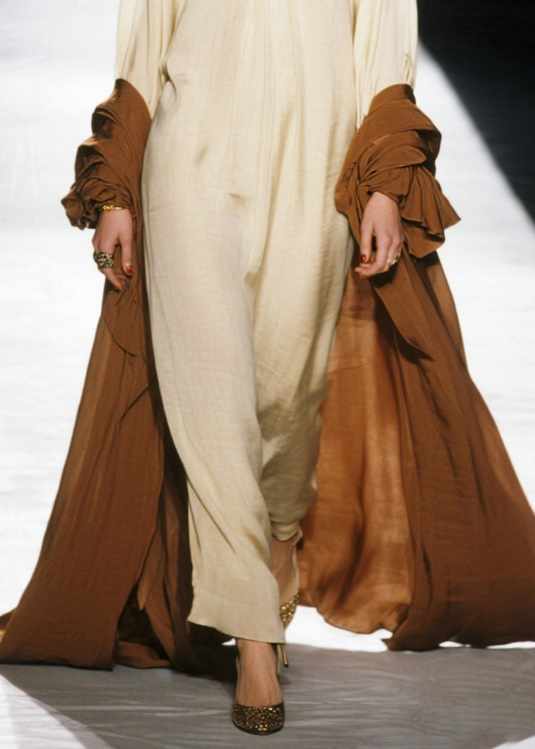 Stylish Beige Oversized Patchwork Exra Large Hem Cotton Party Dress