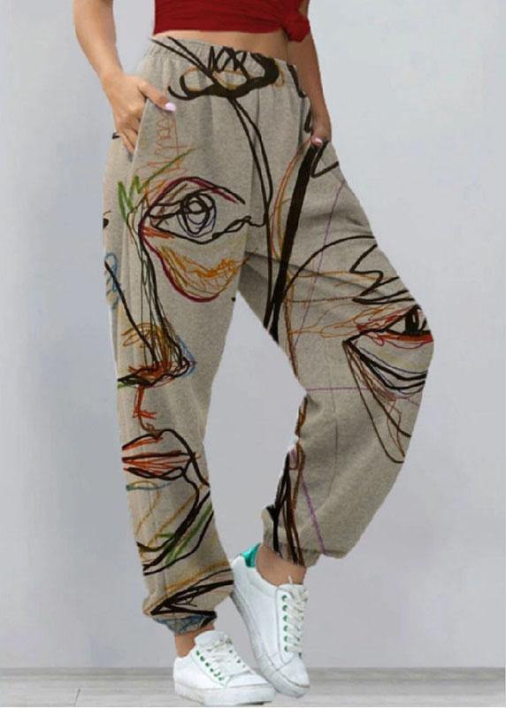 Abstract Portrait Graffiti Art Print Elastic Waist Jogging Pants