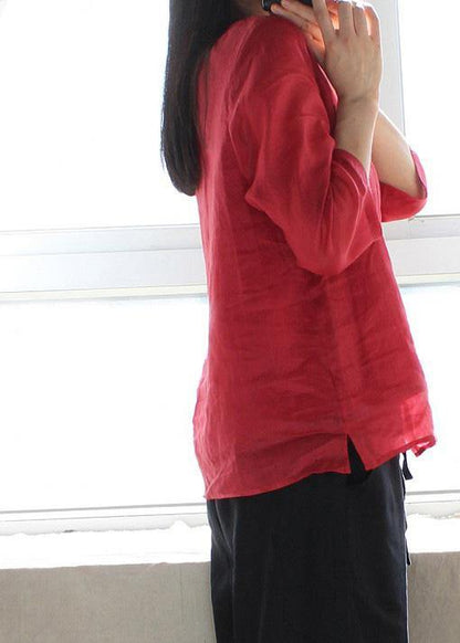 Red Clothes for O Neck Half Sleeve Art Shirts