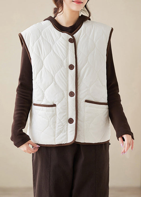Loose White Button Wear on Both Sides Teddy Faux Fur Waistcoat Sleeveless